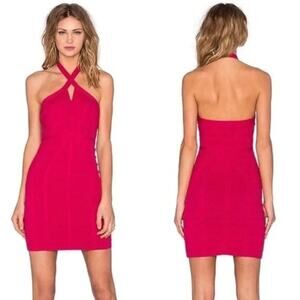 Revolve NBD Bandage Hot Pink Halter Mini Dress Womens Size XS